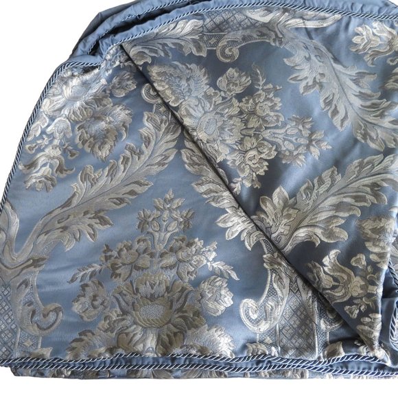 Double Full Duvet Set 2 Shams Silver Blue Pipping Reversable Duvet Cover 82"x80" - Picture 2 of 11